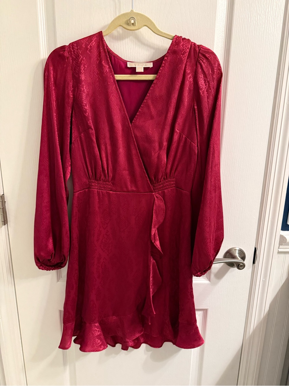 Women’s fuschia Wrap Dress with Ruffle Hem